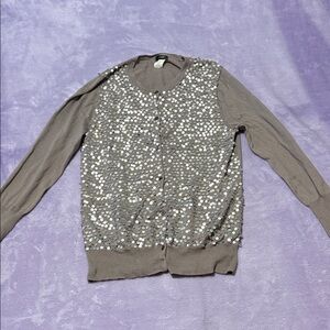 J. Crew Taupe Sequin Cardigan
